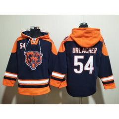 Men's Chicago Bears #54 Brian Urlacher Navy Ageless Must-Have Lace-Up Pullover Hoodie 