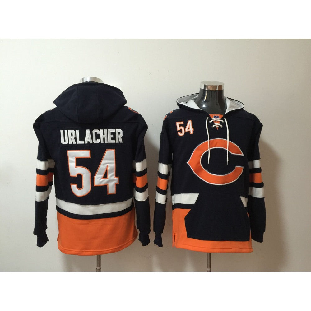 Men's Chicago Bears #54 Brian Urlacher Navy Blue All Stitched NFL Hoodie Sweatshirt 