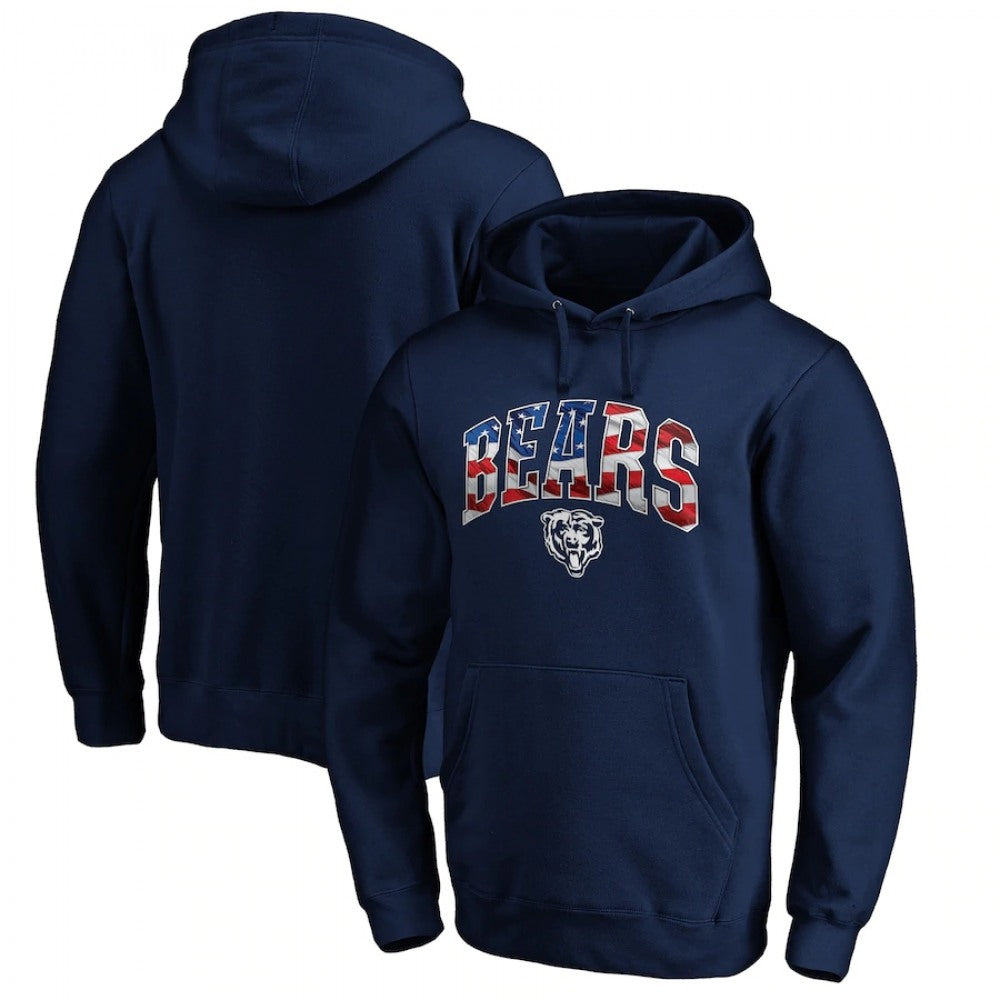 Men's Chicago Bears Navy Banner Wave Pullover Hoodie 