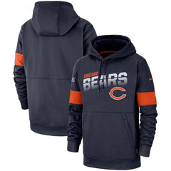 Men's Chicago Bears 2019 Navy 100th Season Sideline Team Logo Performance Pullover Hoodie 