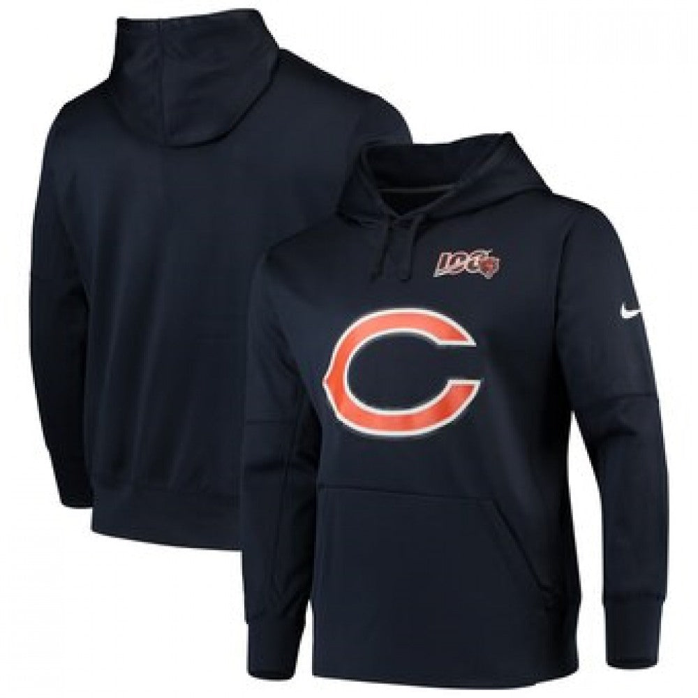 Men's Chicago Bears Navy 100th Season NFL Pullover Hoodie 