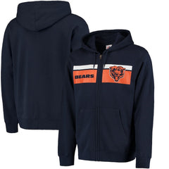 Men's Chicago Bears Navy Majestic Touchback Full-Zip NFL Hoodie 