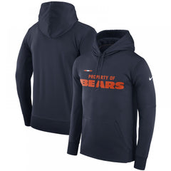 Men's Chicago Bears Navy Sideline Property Of Performance Pullover Hoodie 