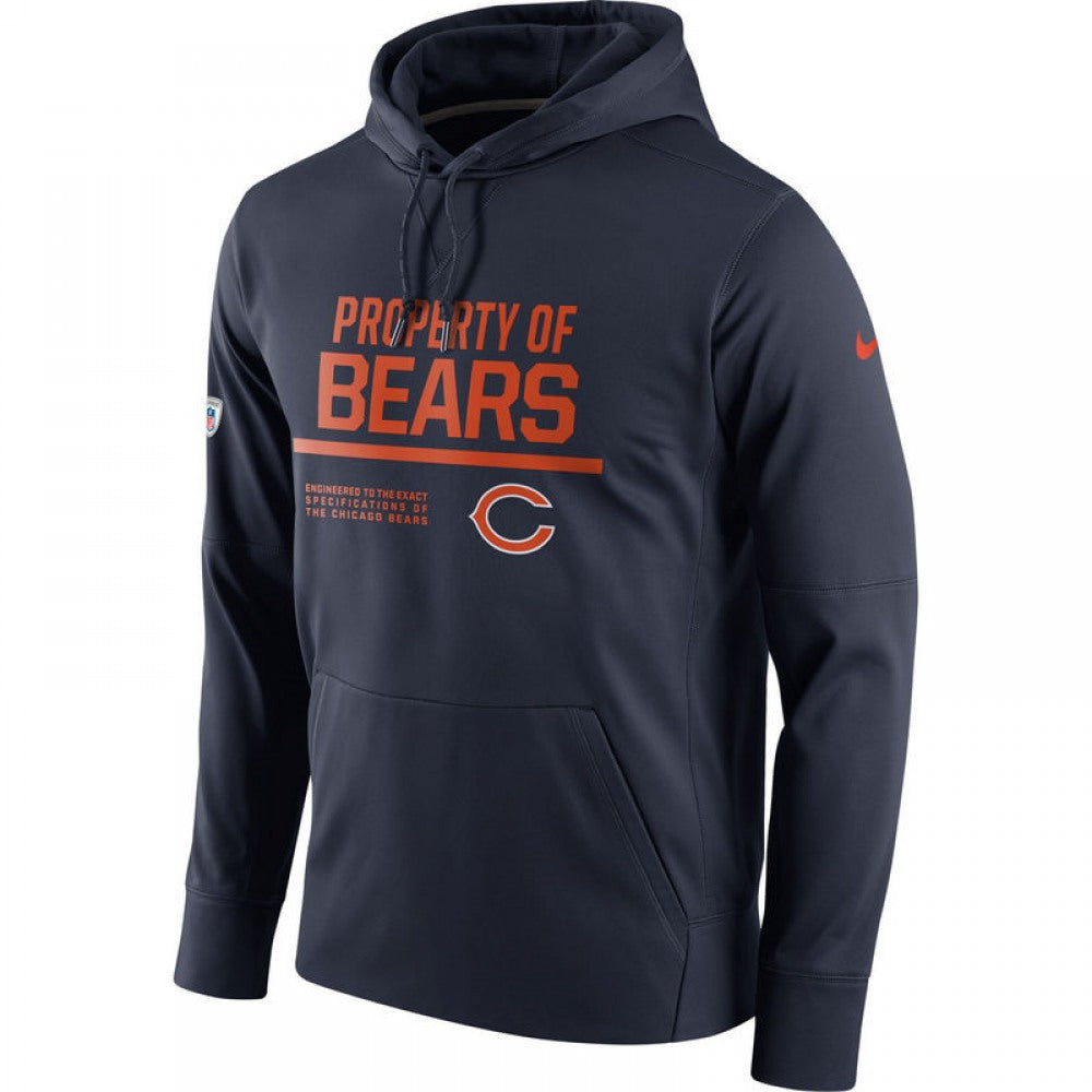 Men's Chicago Bears Navy Circuit Property Of Performance Pullover Hoodie 