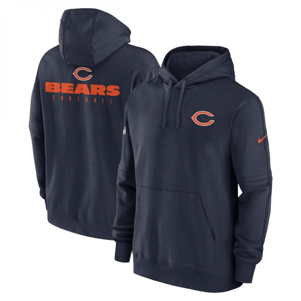 Men's Chicago Bears Navy Sideline Club Fleece Pullover Hoodie 