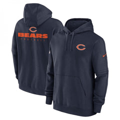 Men's Chicago Bears Navy Sideline Club Fleece Pullover Hoodie 