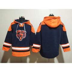 Men's Chicago Bears Blank Navy Ageless Must-Have Lace-Up Pullover Hoodie 