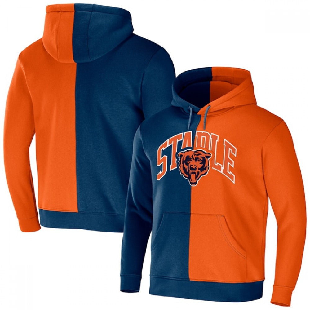 Men's Chicago Bears Navy/Orange Split Logo Pullover Hoodie 