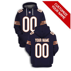 Men's Chicago Bears Active Player Custom 2021 Navy Pullover Hoodie 
