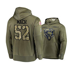 Men's Chicago Bears #52 Khalil Mack 2019 Olive Salute To Service Sideline Therma Performance Pullover Hoodie 