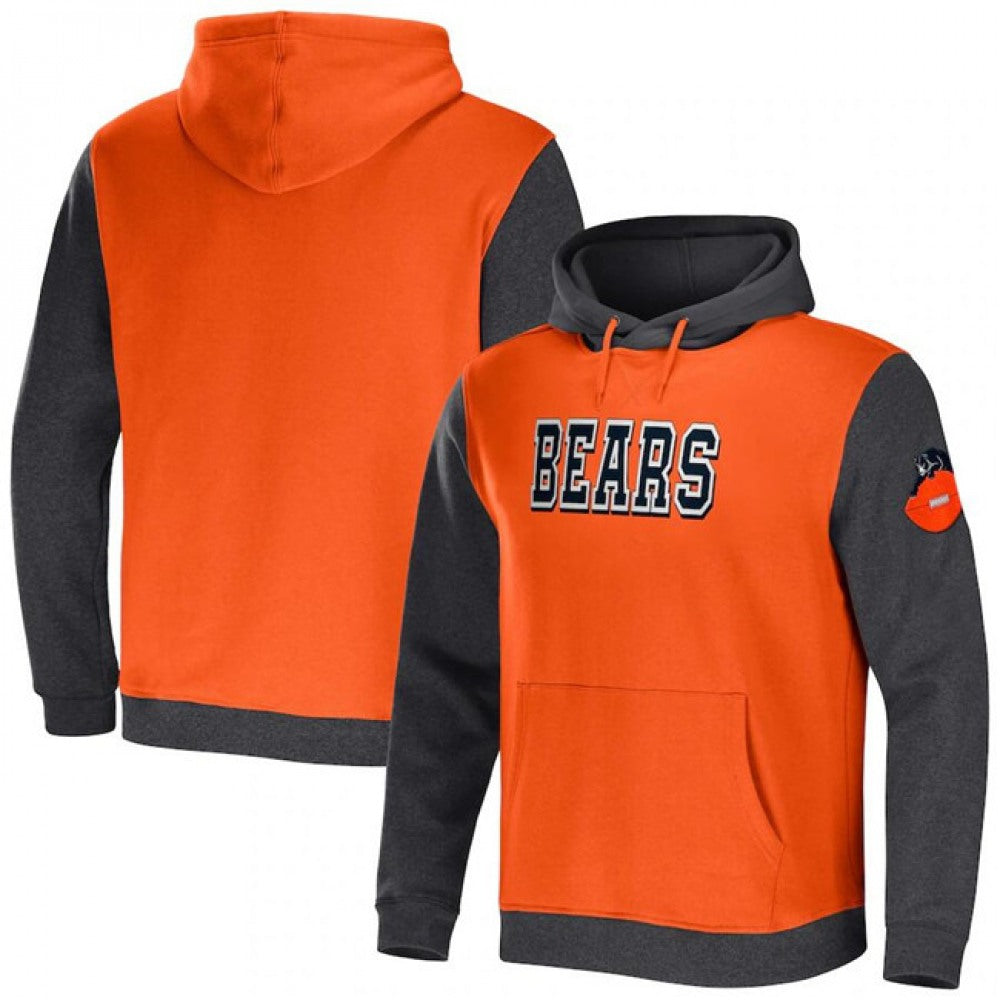 Men's Chicago Bears x Darius Rucker Collection Orange/Heather Colorblock Pullover Hoodie 
