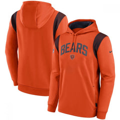 Men's Chicago Bears Orange Sideline Stack Performance Pullover Hoodie 002 