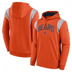 Men's Chicago Bears Orange Sideline Stack Performance Pullover Hoodie 001 