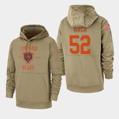Men's Chicago Bears #52 Khalil Mack Tan 2019 Salute to Service Sideline Therma Pullover Hoodie 