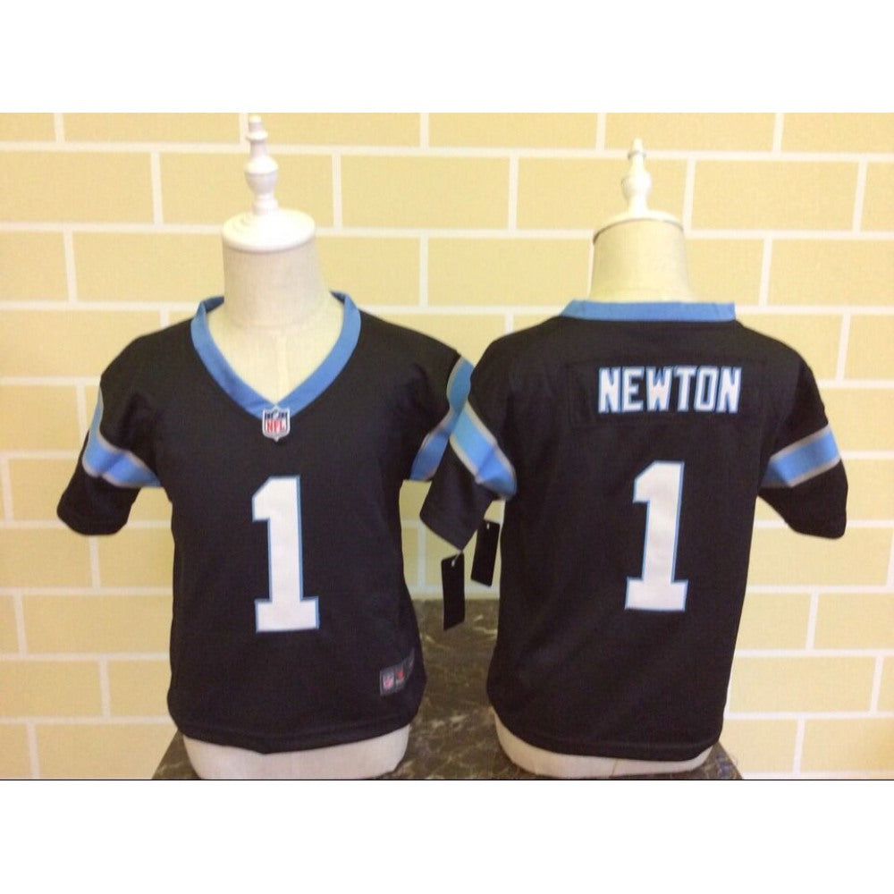Toddler Carolina Panthers #1 Cam Newton Black Stitched NFL Jersey 