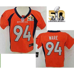 Toddler Broncos #94 DeMarcus Ware Orange Team Color Super Bowl 50 Stitched NFL Elite Jersey 