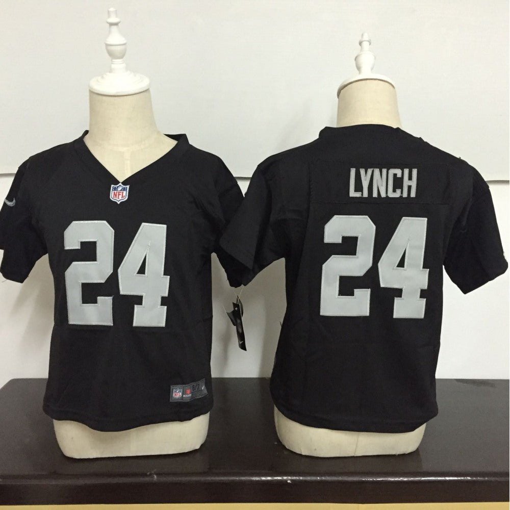 Toddler Oakland Raiders #24 Marshawn Lynch Black Stitched NFL Jersey 