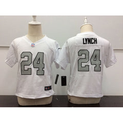 Toddler Oakland Raiders #24 Marshawn Lynch White Stitched NFL Jersey 