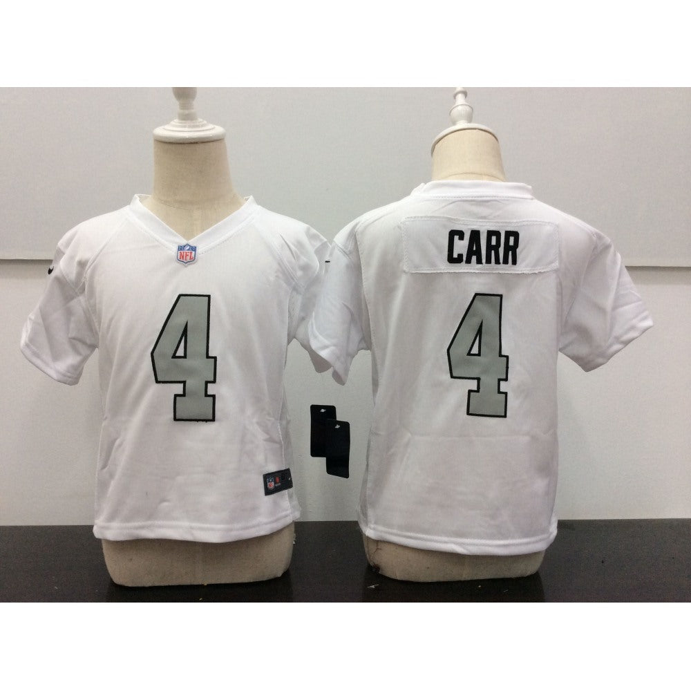 Toddler Oakland Raiders #4 Derek Carr White Stitched NFL Jersey 