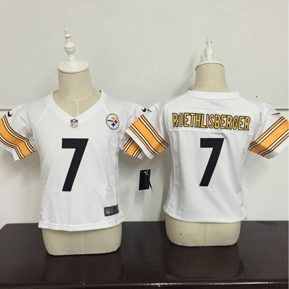 Toddler Pittsburgh Steelers #7 Ben Roethlisberger White Stitched NFL Jersey 
