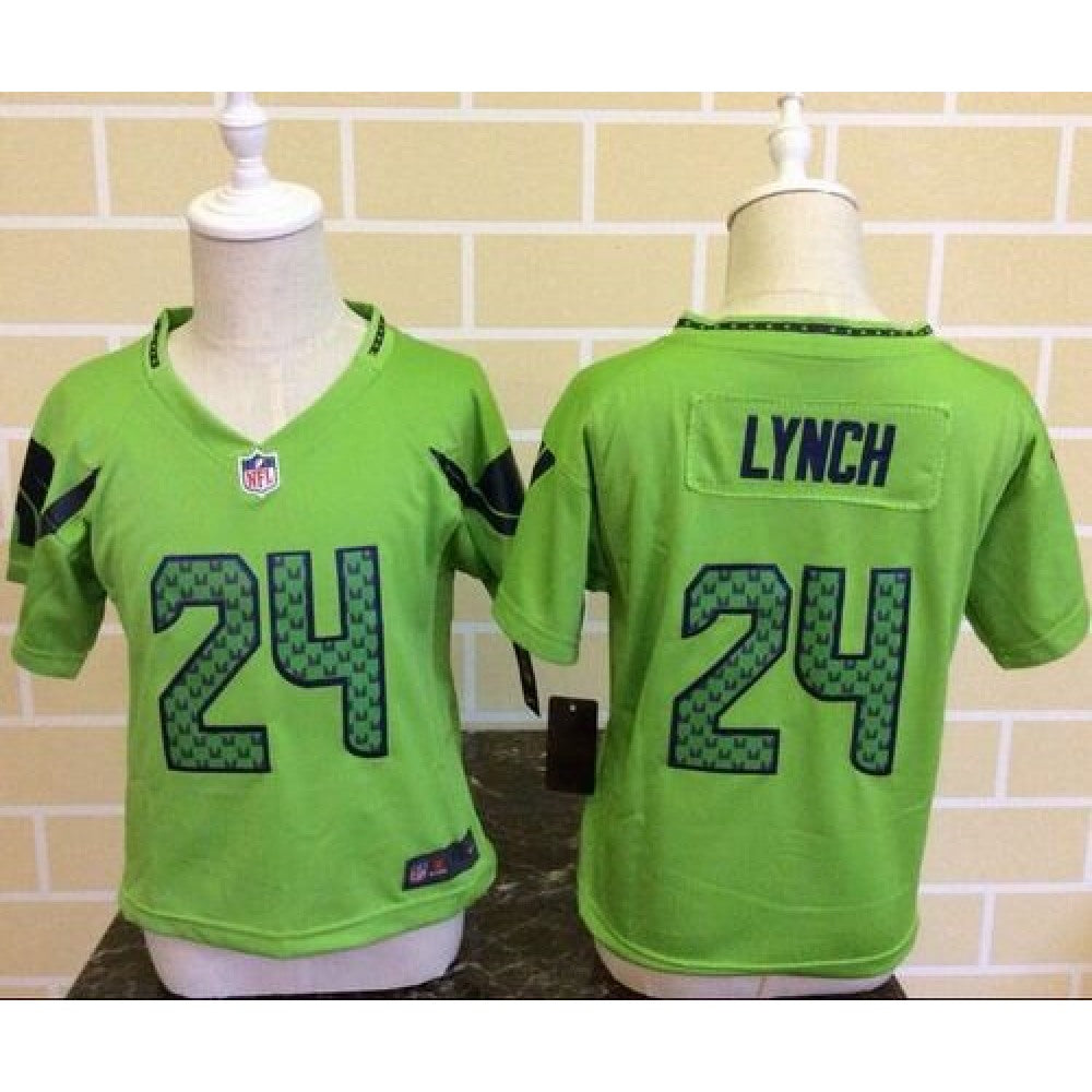 Toddler Seahawks #24 Marshawn Lynch Green Alternate Stitched NFL Elite Jersey 