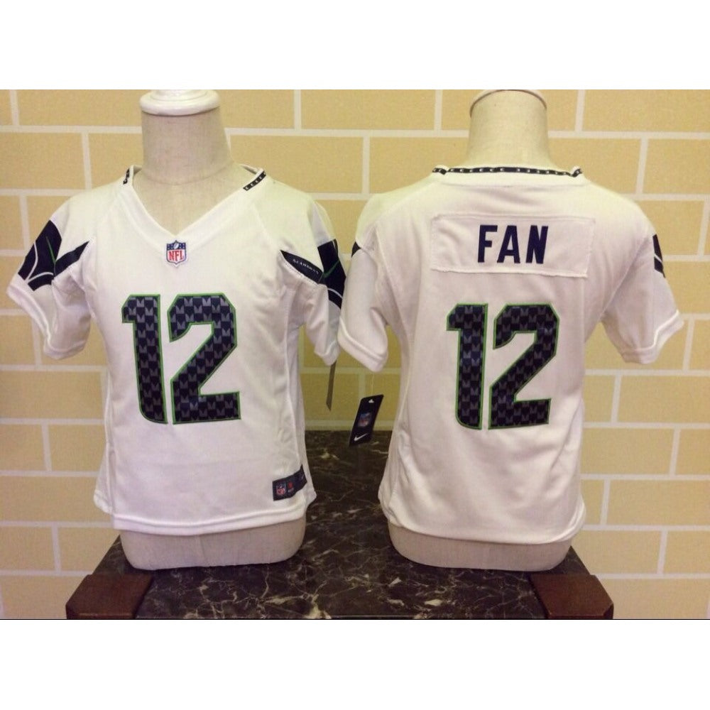 Toddler Seattle Seahawks #12 Fan White Stitched NFL Jersey 