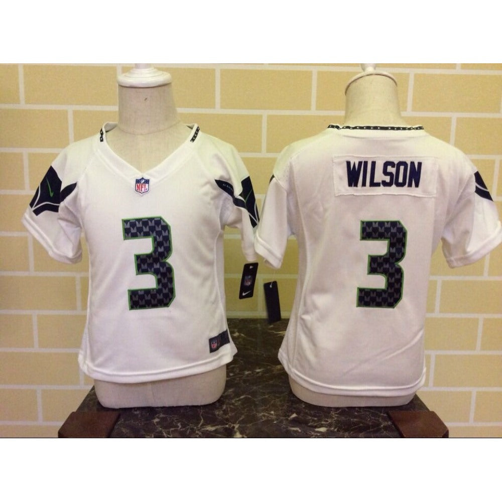 Toddler Seattle Seahawks #3 Russell Wilson White Stitched NFL Jersey 