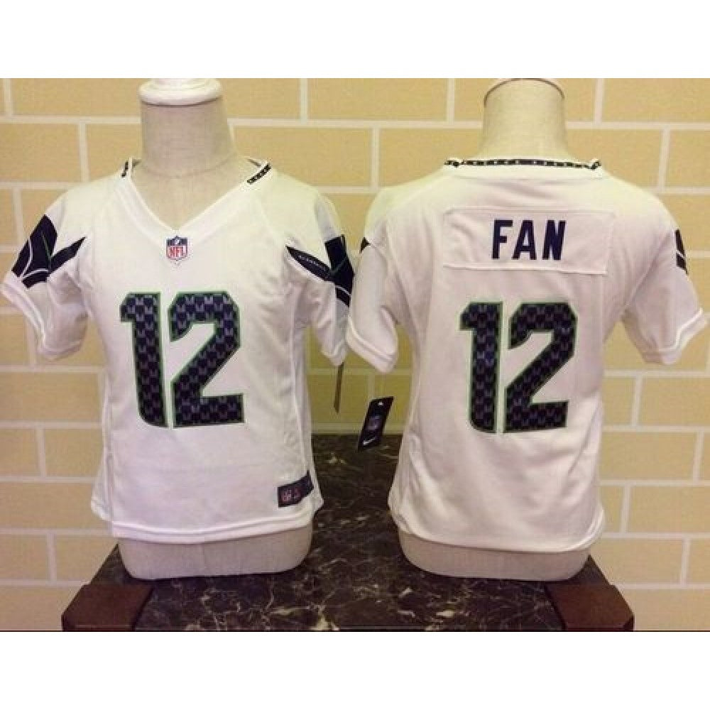 Toddler Seahawks #12 Fan White Stitched NFL Elite Jersey 