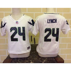 Toddler Seahawks #24 Marshawn Lynch White Stitched NFL Elite Jersey 