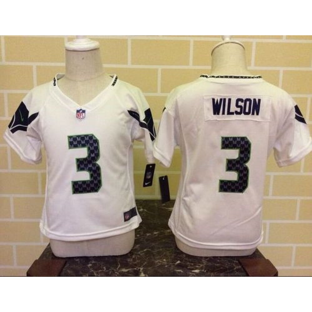 Toddler Seahawks #3 Russell Wilson White Stitched NFL Elite Jersey 