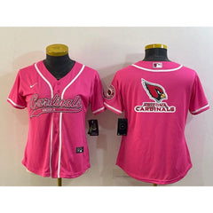 Women's Arizona Cardinals Pink Team Big Logo With Patch Cool Base Stitched Baseball Jersey(Run Small) 