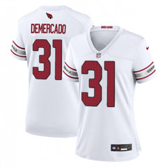 Women's Arizona Cardinals #31 Emari Demercado White 2023 Stitched Jersey(Run Small) 