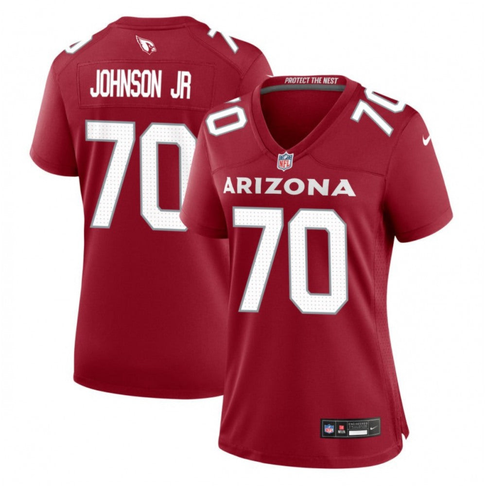 Women's Arizona Cardinals #70 Paris Johnson Jr Red 2023 Draft Stitched Jersey(Run Small) 