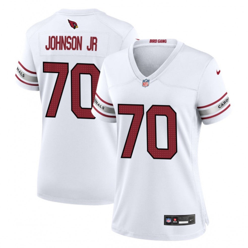 Women's Arizona Cardinals #70 Paris Johnson Jr White 2023 Draft Stitched Jersey(Run Small) 