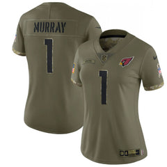 Women's Arizona Cardinals #1 Kyler Murray 2022 Olive Salute To Service Limited Stitched Jersey(Run Small) 