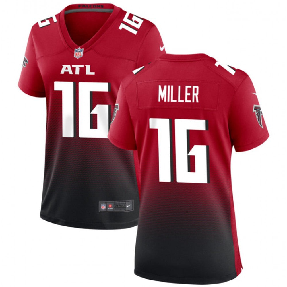 Women's Atlanta Falcons #16 Scott Miller Red/Black Stitched Jersey(Run Small) 
