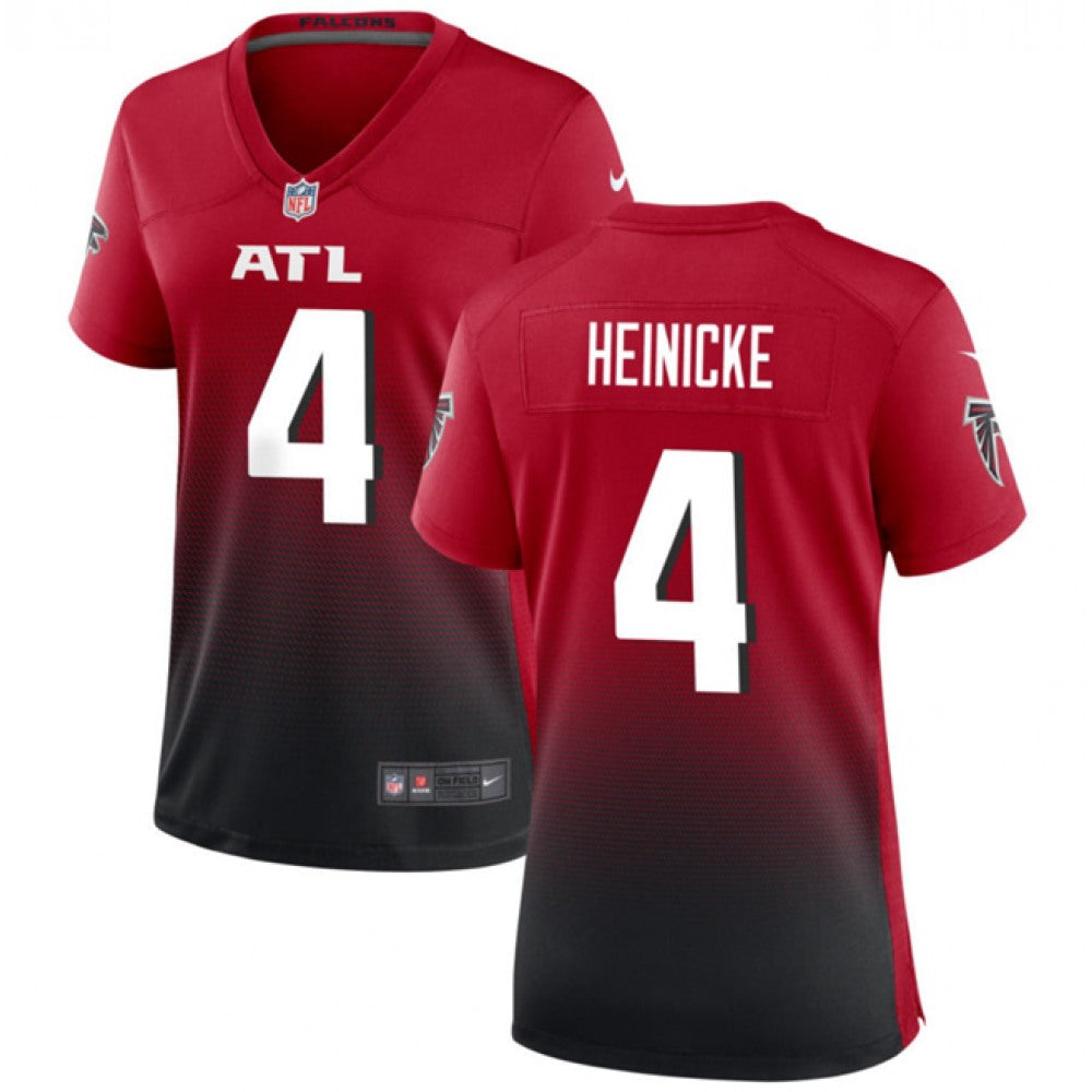 Women's Atlanta Falcons #4 Taylor Heinicke Red/Black Stitched Jersey(Run Small) 