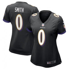 Women's Baltimore Ravens #0 Roquan Smith Black Football Jersey(Run Small) 