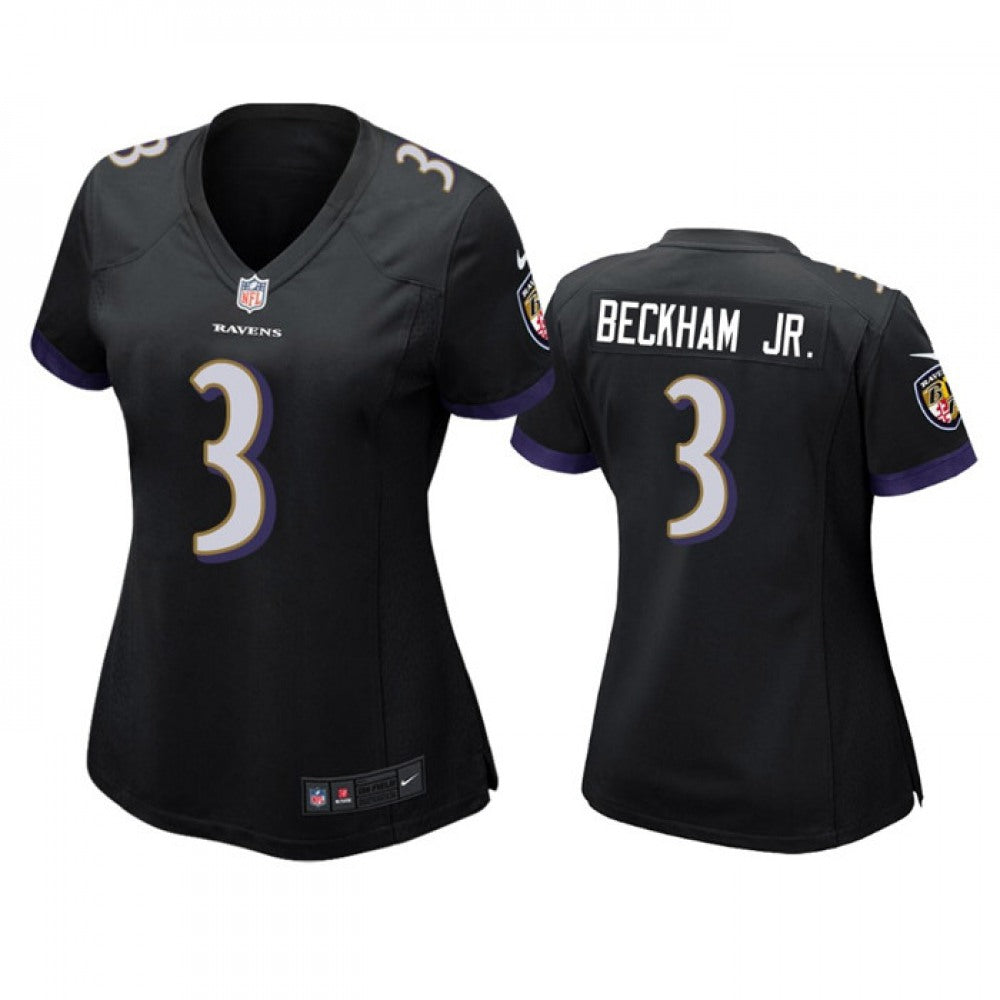 Women's Baltimore Ravens #3 Odell Beckham Jr. Black Football Jersey(Run Small) 