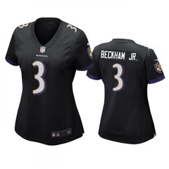 Women's Baltimore Ravens #3 Odell Beckham Jr. Black Football Jersey(Run Small) 