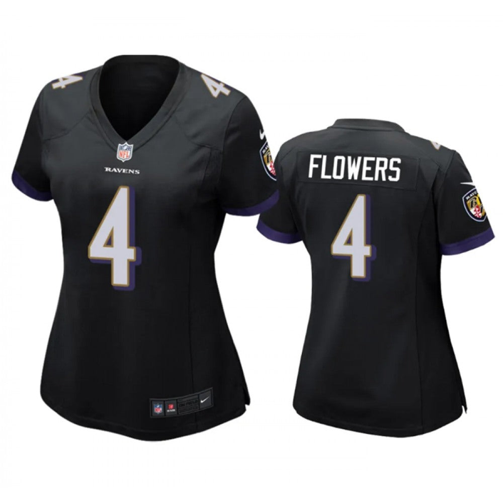 Women's Baltimore Ravens #4 Zay Flowers Black Football Jersey(Run Small) 