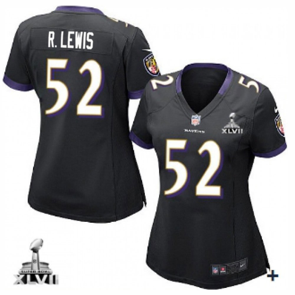 Women's Baltimore Ravens #52 Ray Lewis Black Alternate With Super Bowl Patch Elite Jersey(Run Small) 