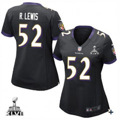 Women's Baltimore Ravens #52 Ray Lewis Black Alternate With Super Bowl Patch Elite Jersey(Run Small) 
