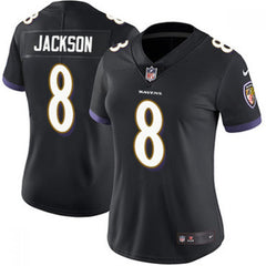 Women's Baltimore Ravens #8 Lamar Jackson Black Vapor Untouchable Limited NFL Jersey 