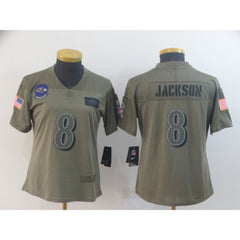 Women's Baltimore Ravens #8 Lamar Jackson 2019 Camo Salute To Service Limited Stitched NFL Jersey(Run Small) 