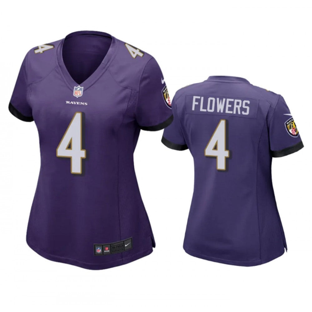 Women's Baltimore Ravens #4 Zay Flowers Purple Football Jersey(Run Small) 