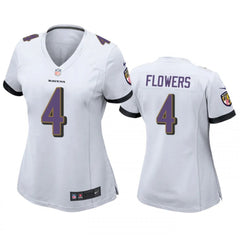 Women's Baltimore Ravens #4 Zay Flowers White Football Jersey(Run Small) 
