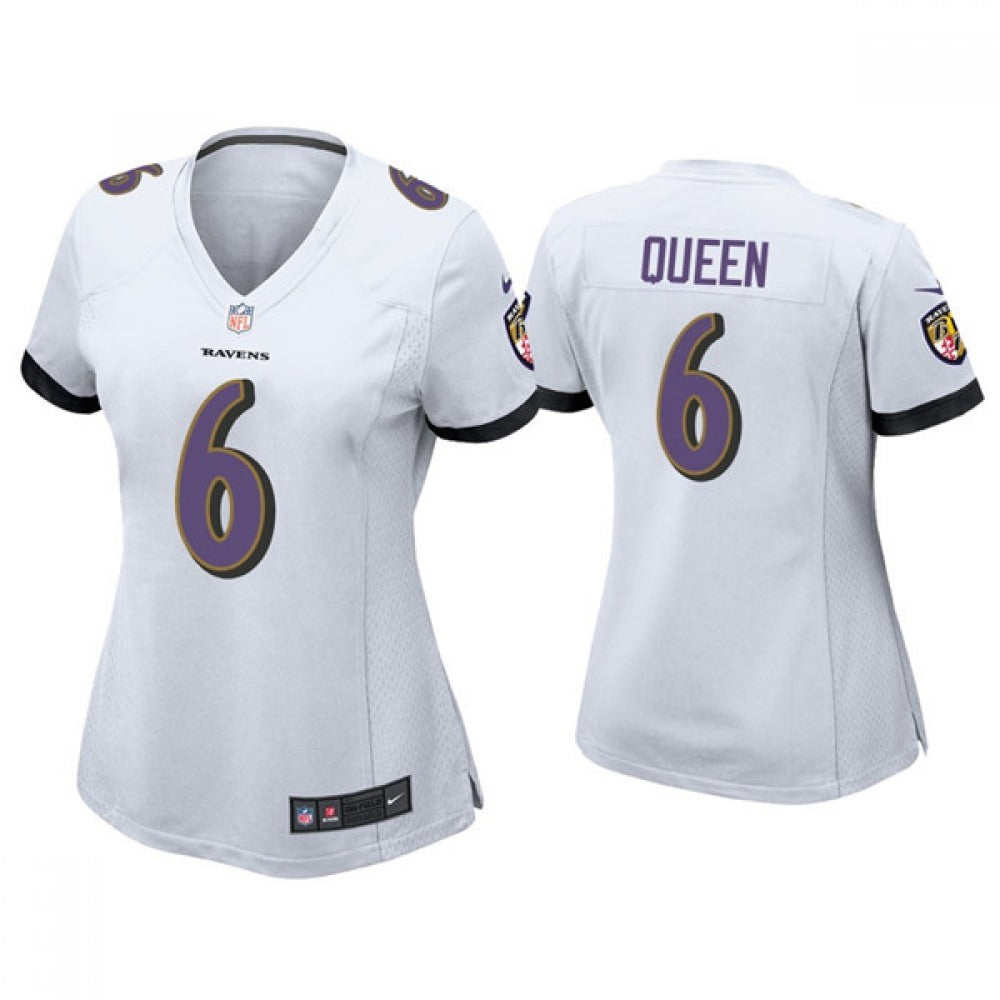Women's Baltimore Ravens #6 Patrick Queen White Vapor Untouchable Limited Football Jersey(Run Small) 