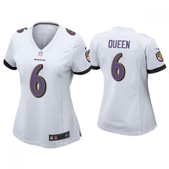 Women's Baltimore Ravens #6 Patrick Queen White Vapor Untouchable Limited Football Jersey(Run Small) 