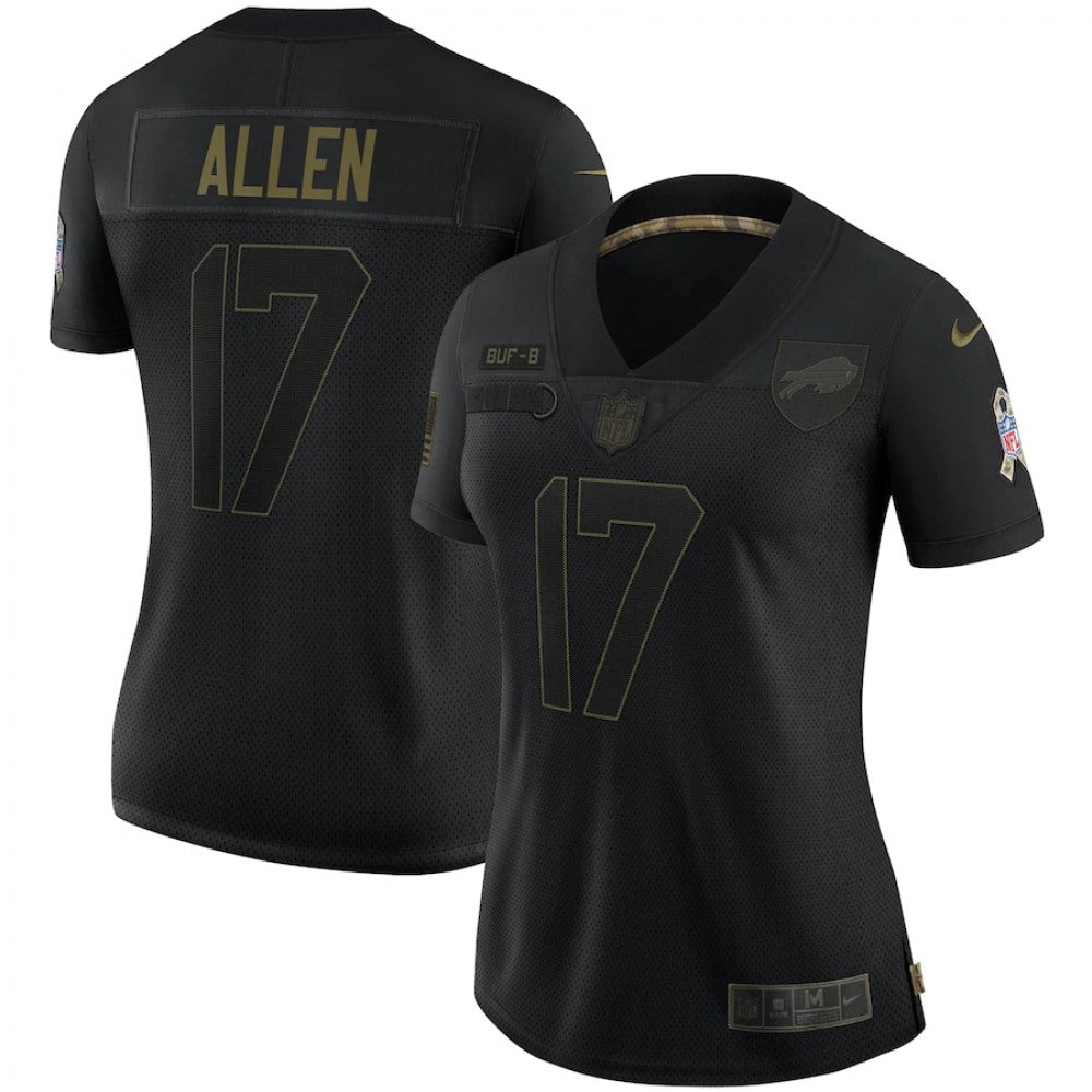 Women's Buffalo Bills #17 Josh Allen Black Salute To Service Limited Stitched Jersey 